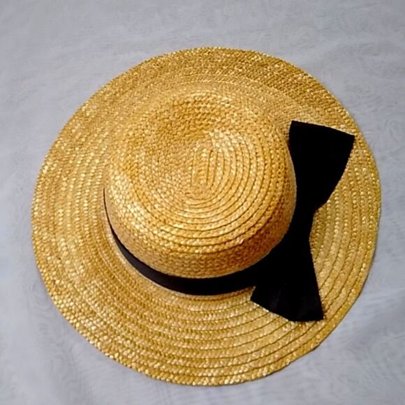 VINTAGE 58CM STRAW HANDMADE WOMEN HAT - Picture 1 of 7